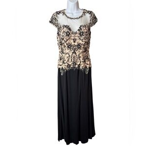 Bicici & Coty Womens Black Cream Sequin Sleeveless Maxi Formal Gown Sz L Evening